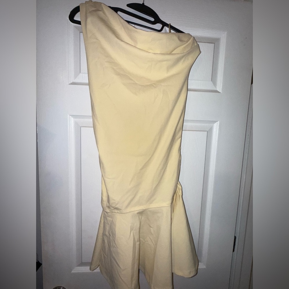 Elegant One Shoulder/Ofd the Shoulder Yellow Dress